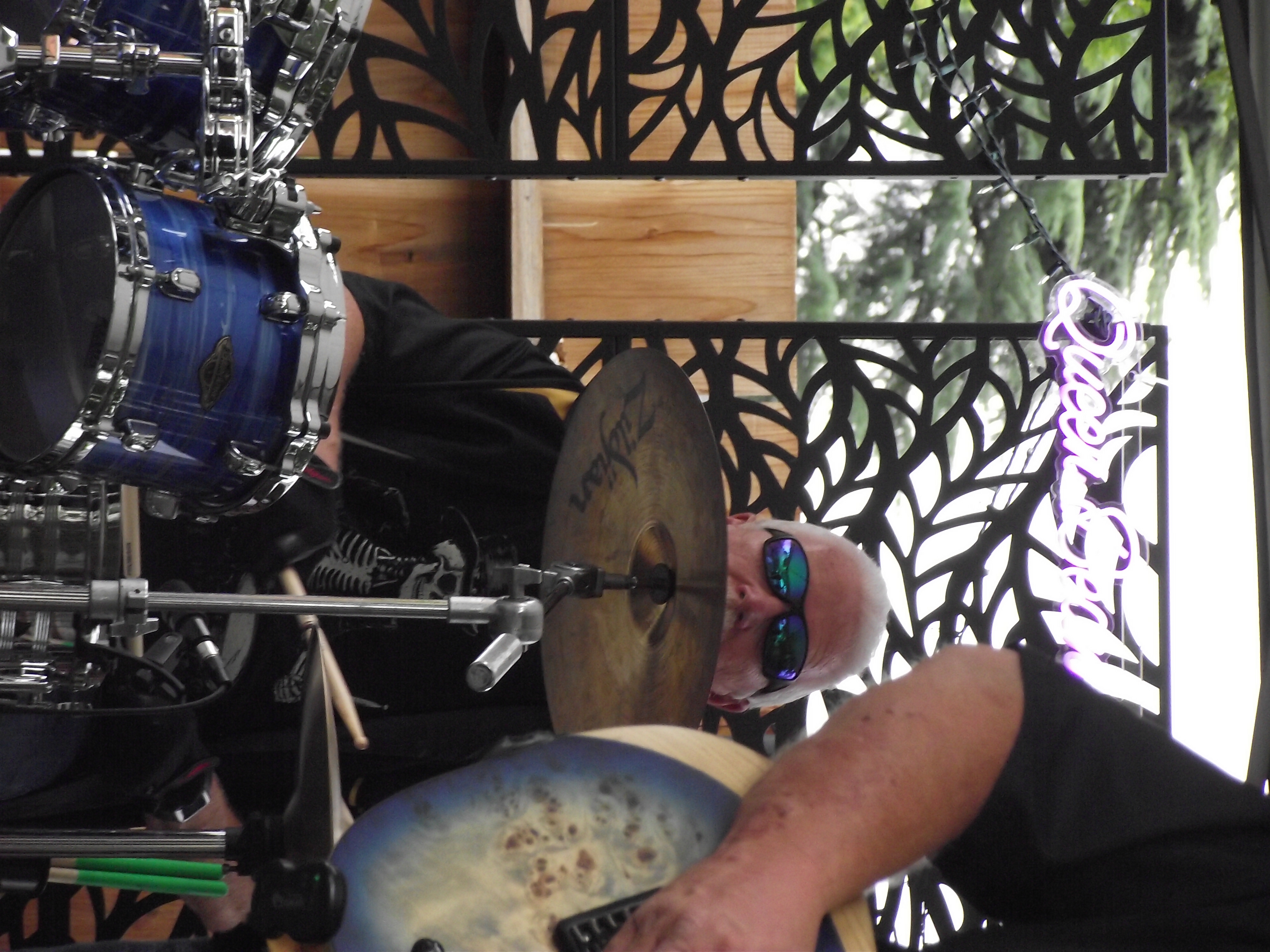 Gilbert hiding behind his drums
